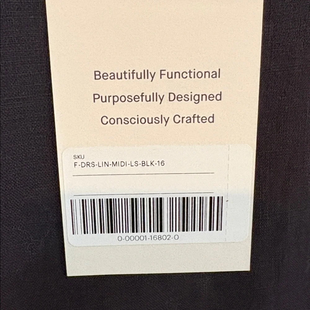 Everlane NWT Size 16 Black The Linen A-Line Midi Dress - Picture 5 of 14